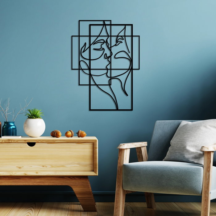 Wallity Accesorio Decorativo de Pared Metal Negro Elegante 70x52cm Obra de Arte para el Hogar